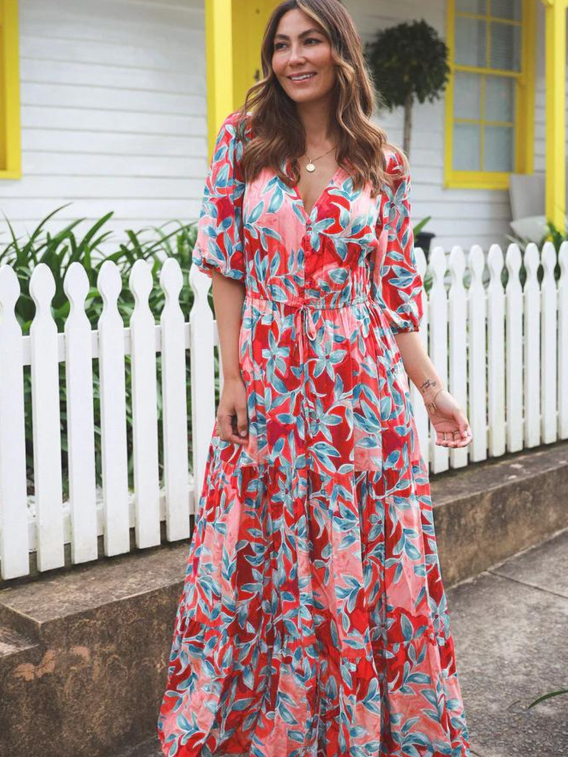 Faro Red Floral Dress