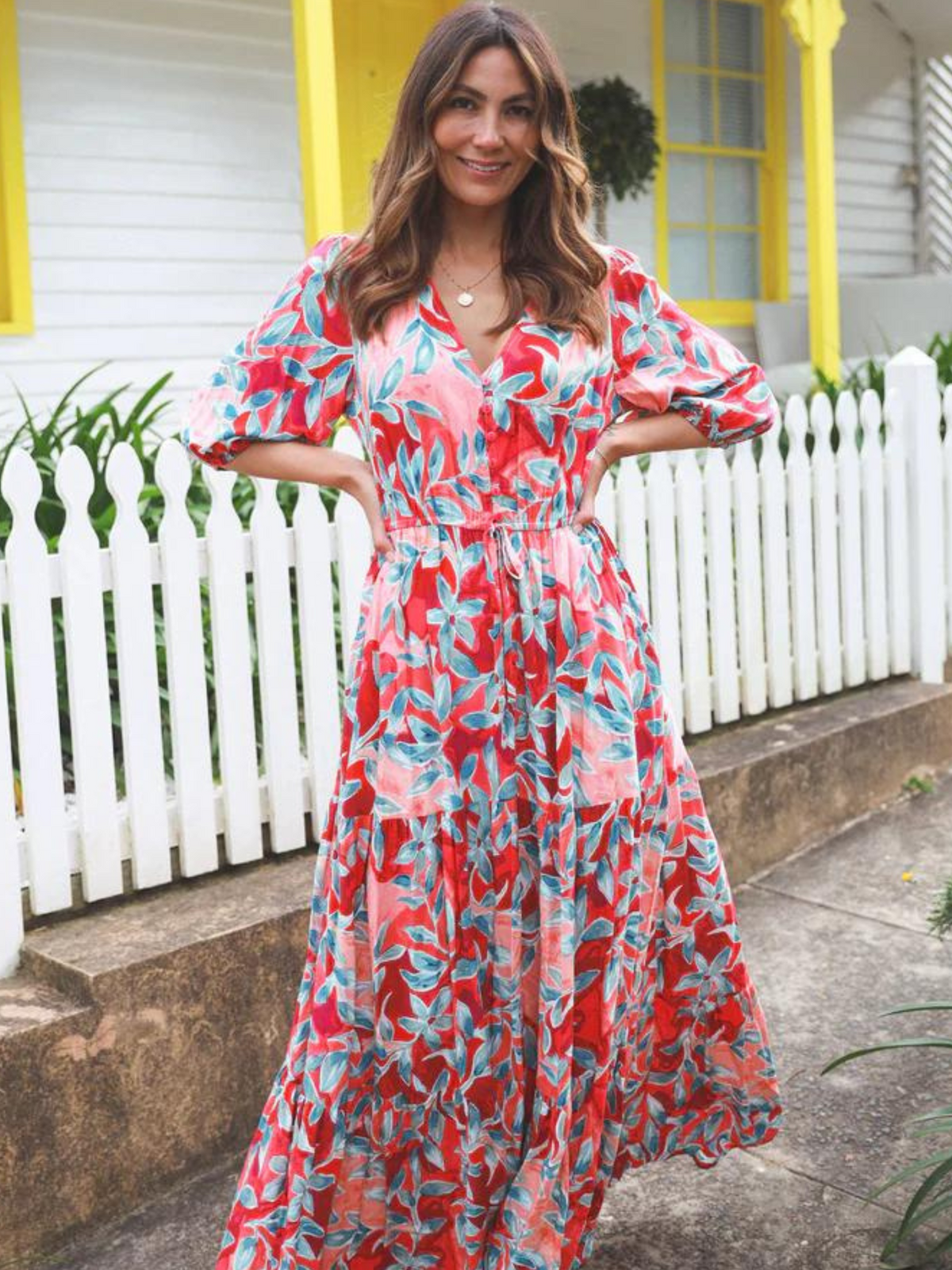 Faro Red Floral Dress