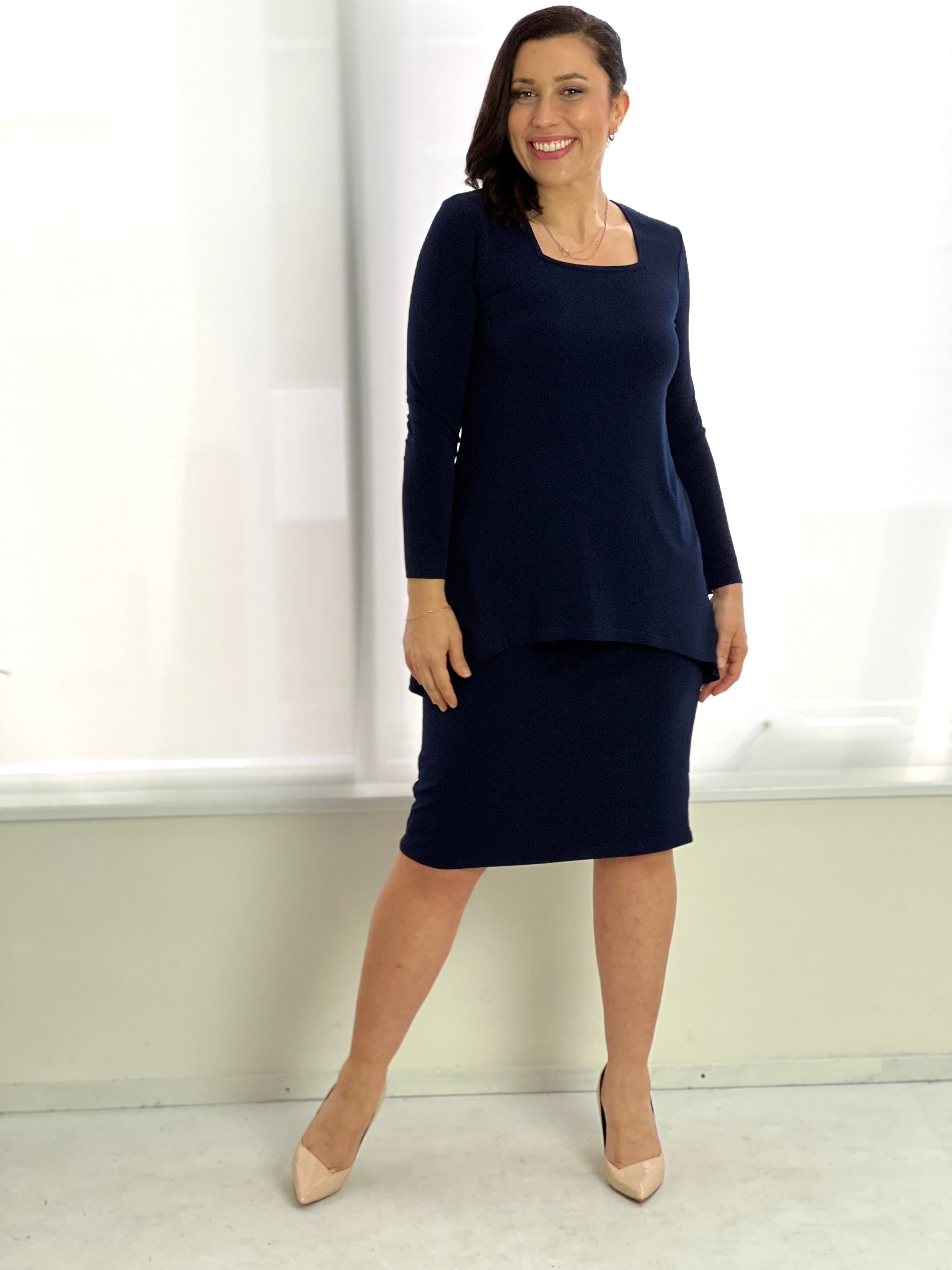 Navy layered clearance dress