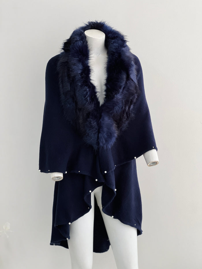 Omnia Navy Shawl Cardigan