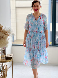 Jordan Sky Floral Silk Dress