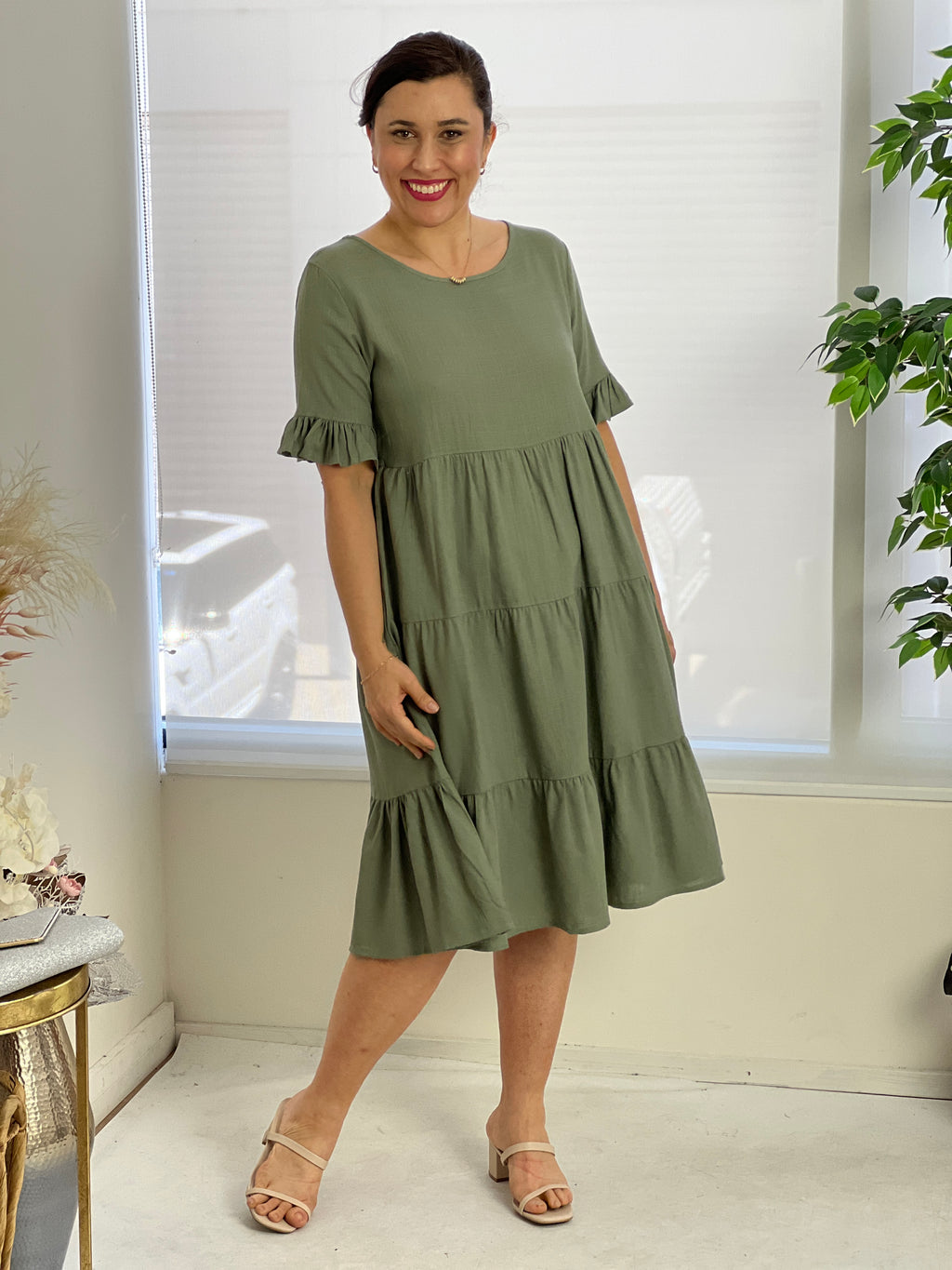 Kane Khaki Linen Dress – Dressxox