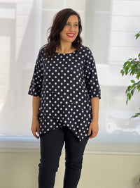 Karla Navy Spot Linen Top