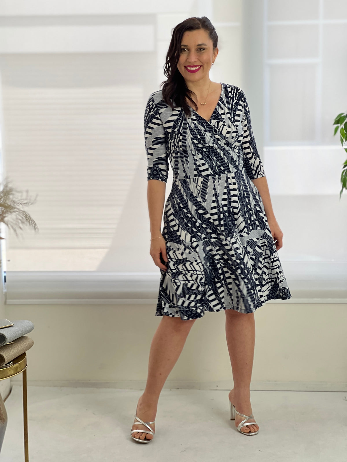 Keirstan Navy Abstract Jersey dress