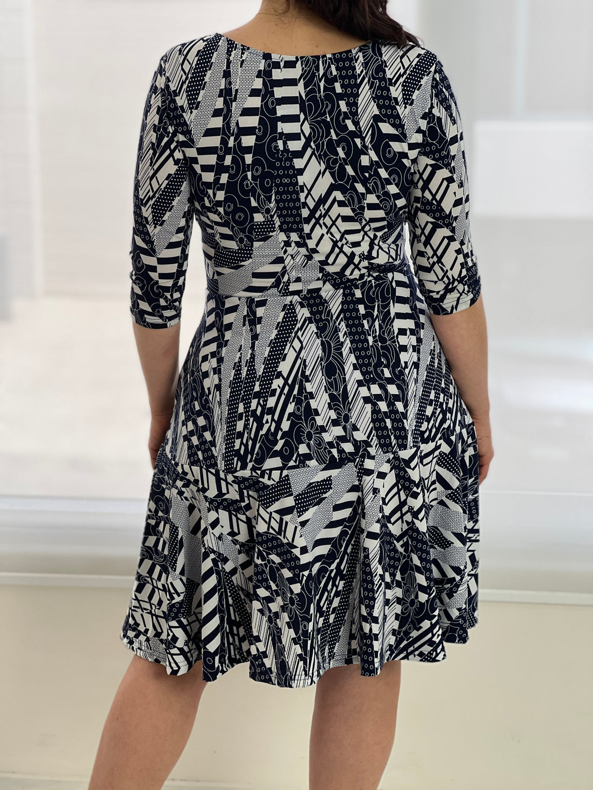 Keirstan Navy Abstract Jersey dress
