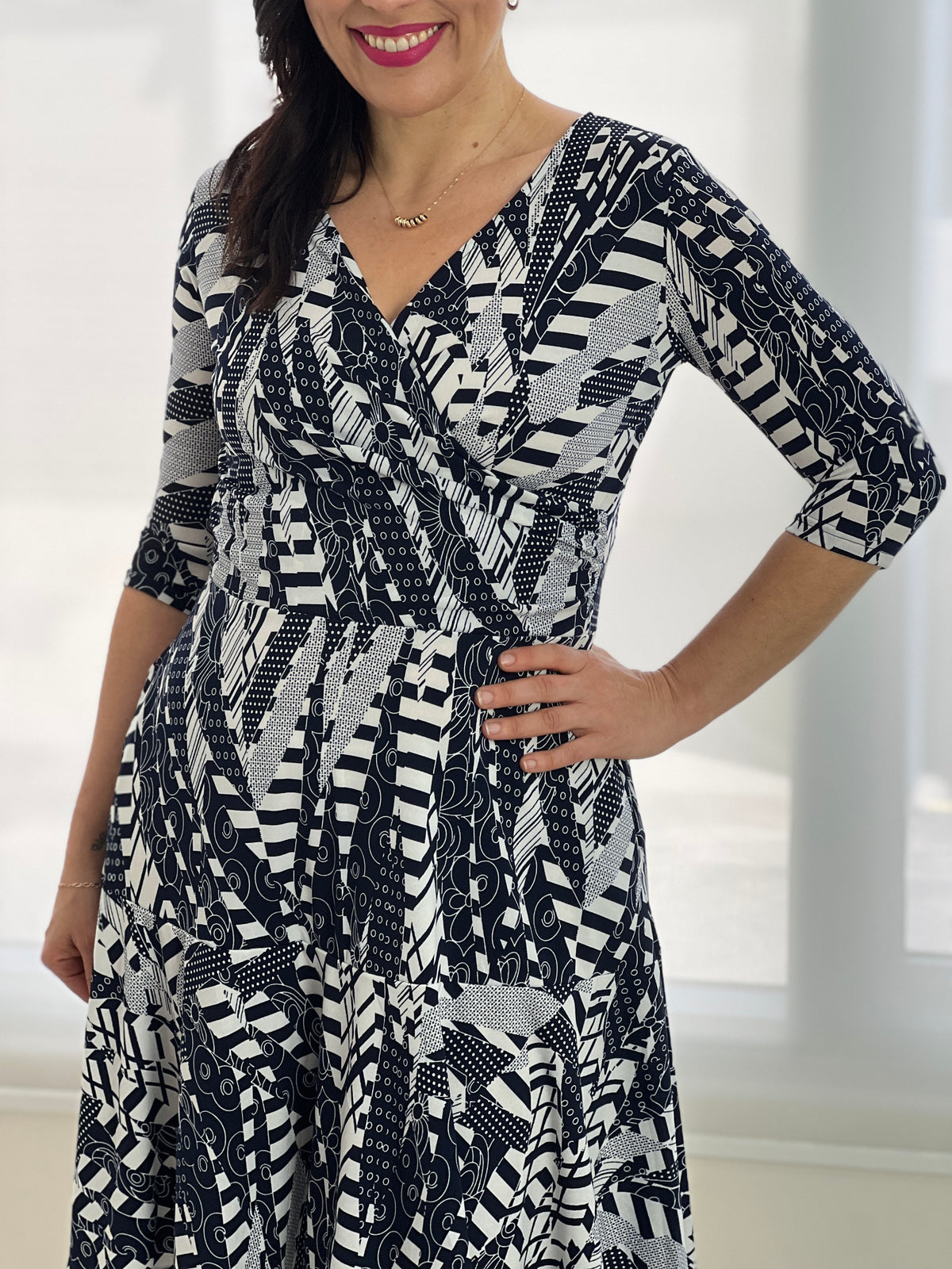 Keirstan Navy Abstract Jersey dress