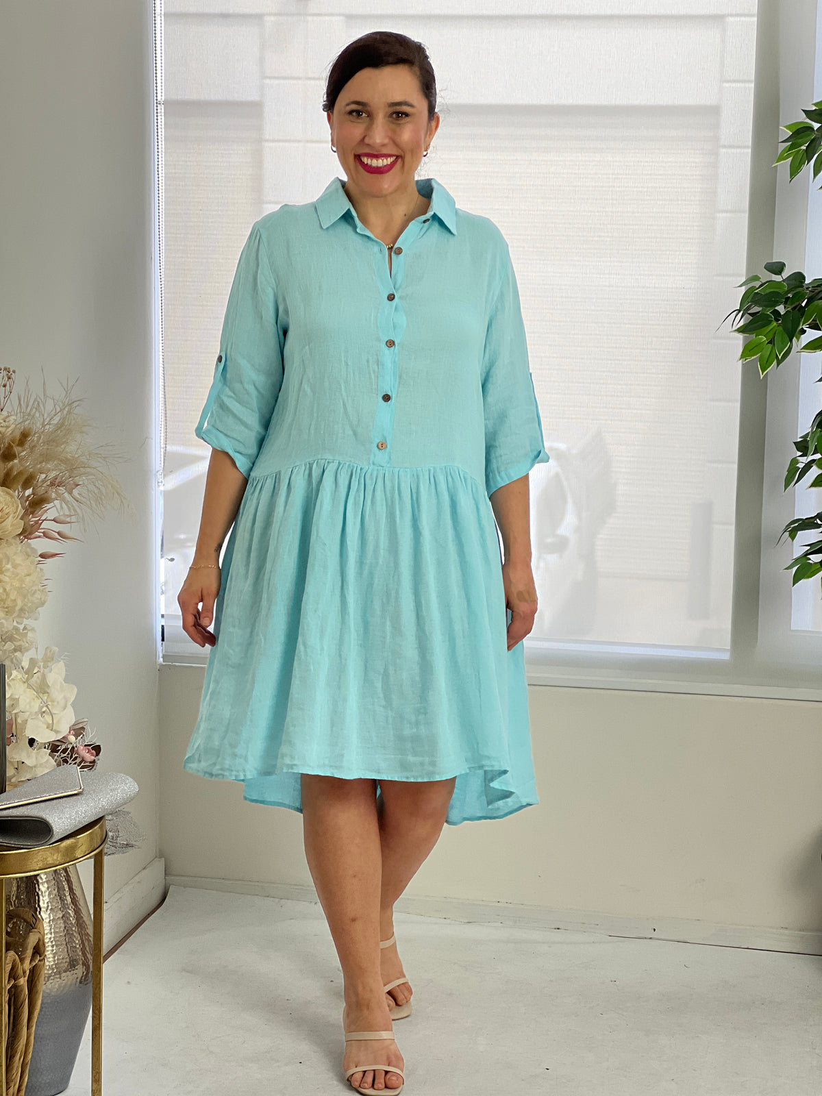Norah Sky Linen Shirt Dress