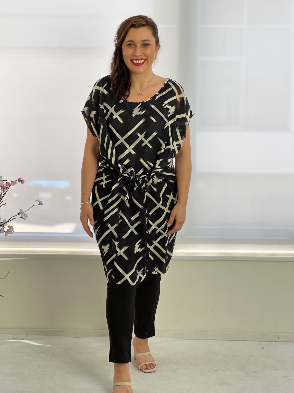 Paige Black Abstract Tunic Top