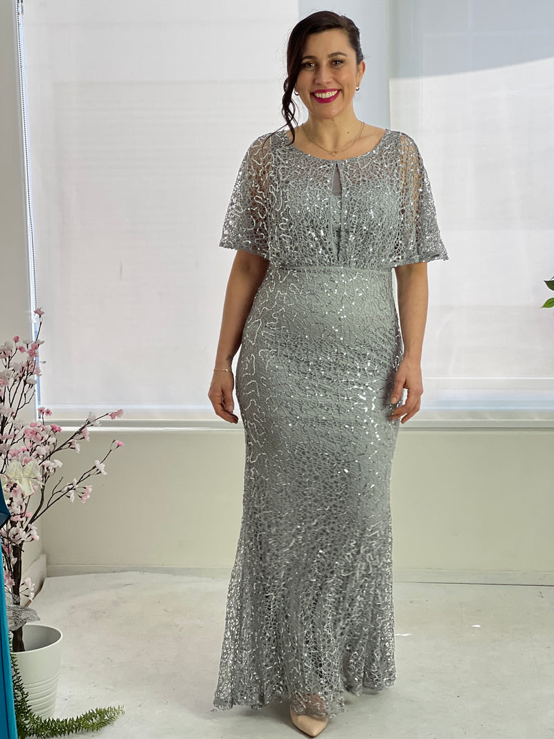 Payton Silver Sequin Evening Gown