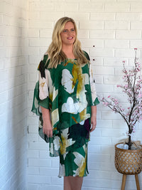 Piper Emerald Floral Silk Dress