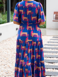 Valeria Blue Abstract Print Dress