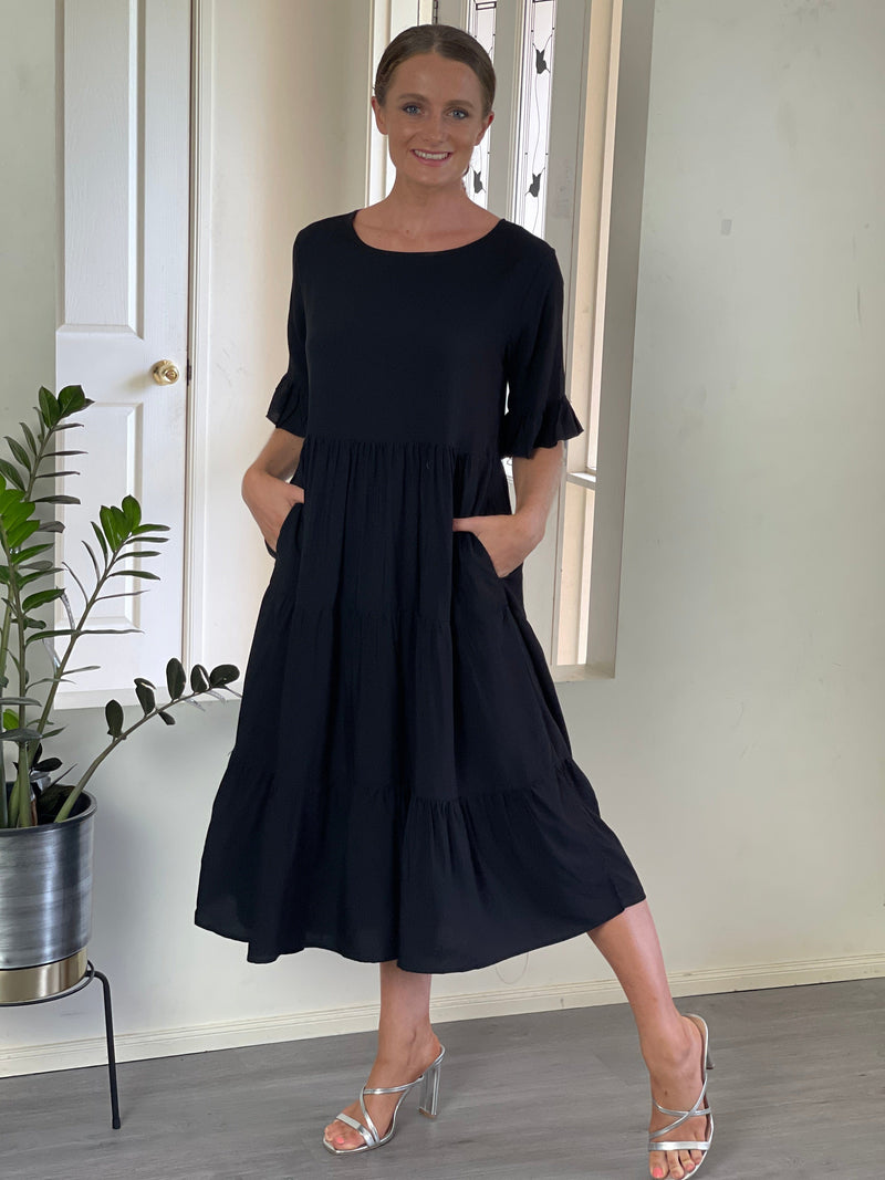 Cali & Co DRESSES Annie Black Swing Dress