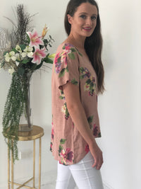 Cali & Co DRESSES Larissa Pink Linen Top