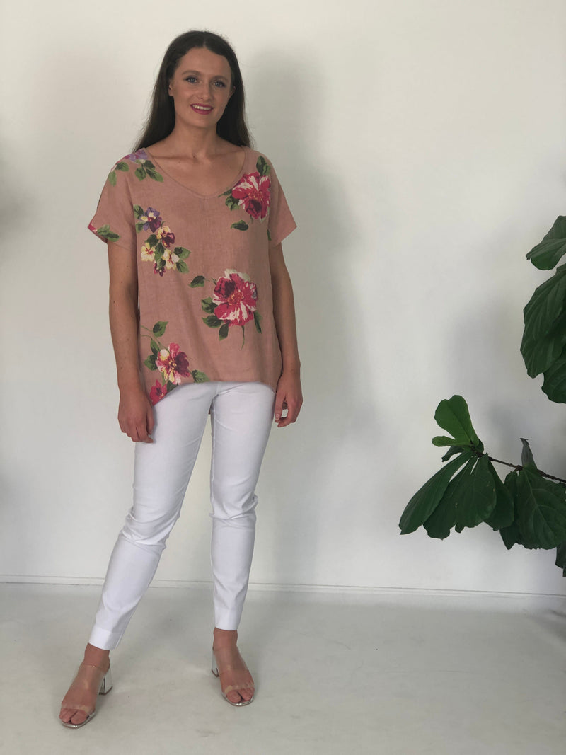 Cali & Co DRESSES Larissa Pink Linen Top
