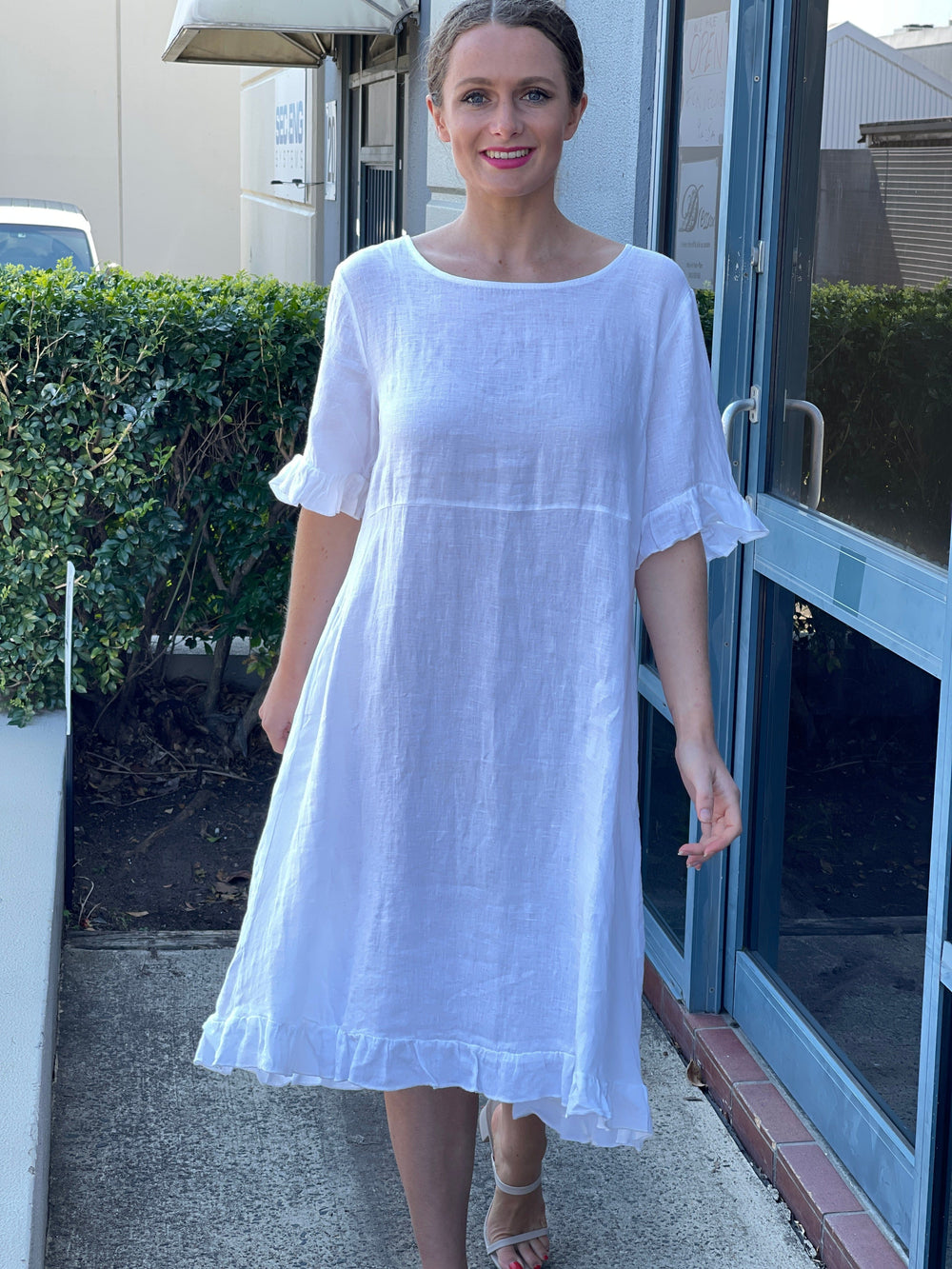 Quade White Linen Dress – Dressxox