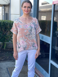 Cali & Co Separates Larissa Blush Linen Top