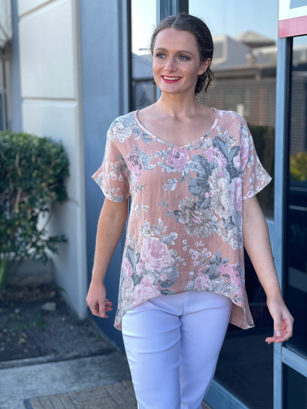 Cali & Co Separates S/M Larissa Blush Linen Top