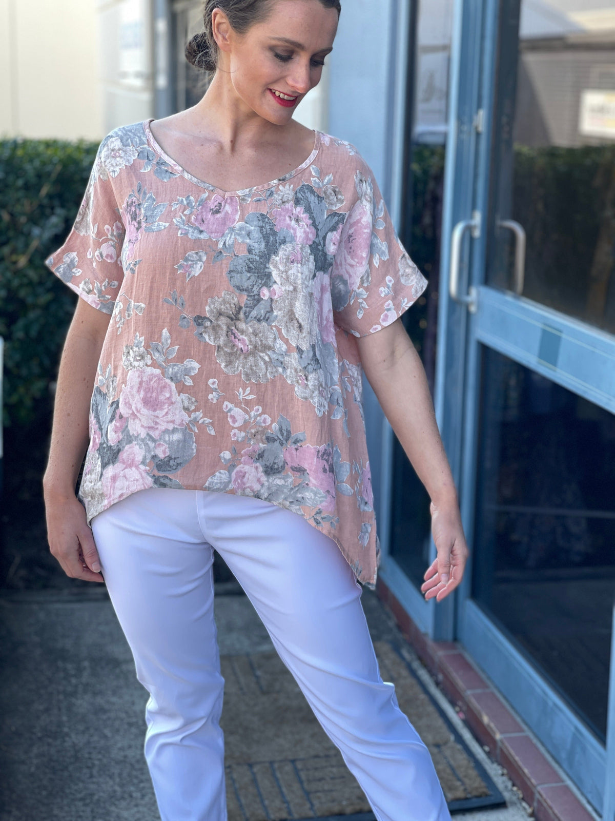 Cali & Co Separates Larissa Blush Linen Top