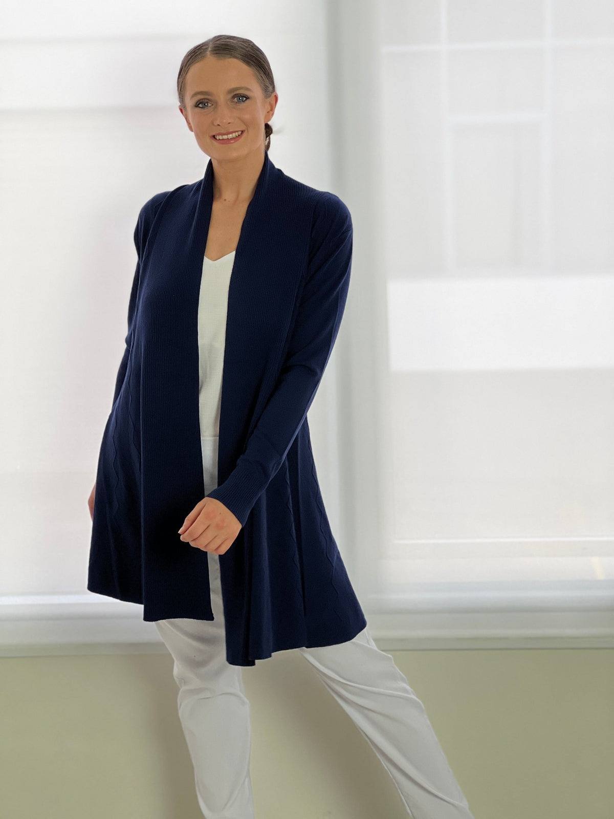 Cali & Co Separates Leo Navy Knit Cardigan