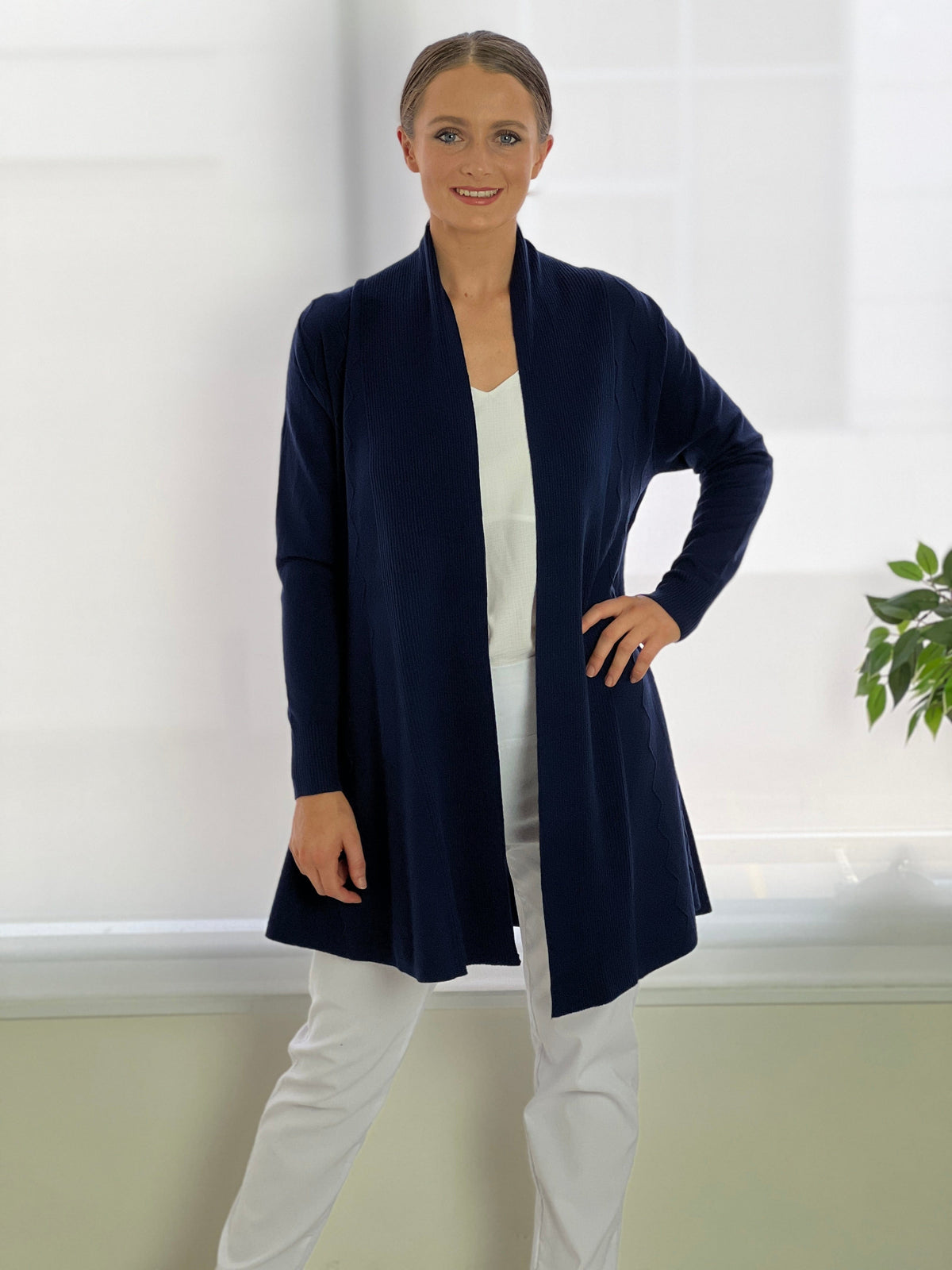 Cali & Co Separates Leo Navy Knit Cardigan