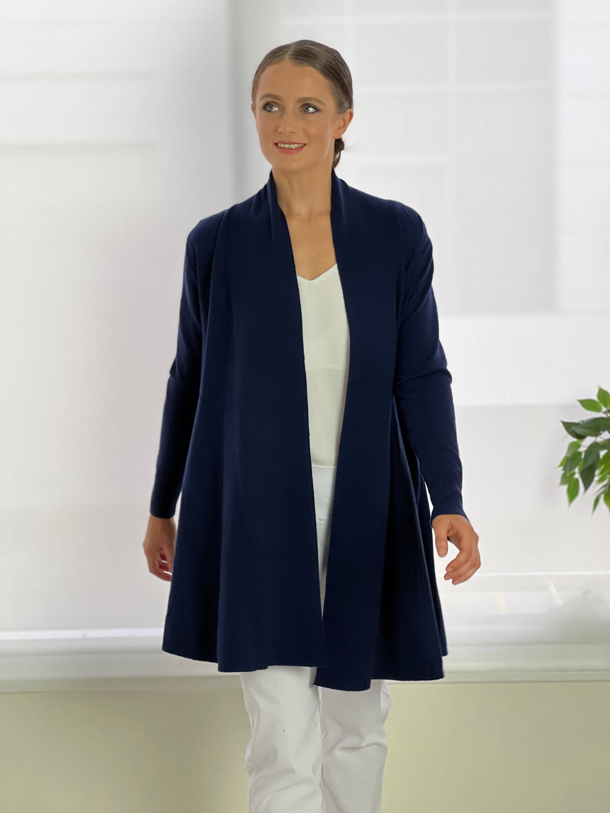 Cali & Co Separates Leo Navy Knit Cardigan