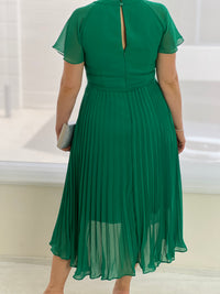 Claudia Emerald Pleated Dress