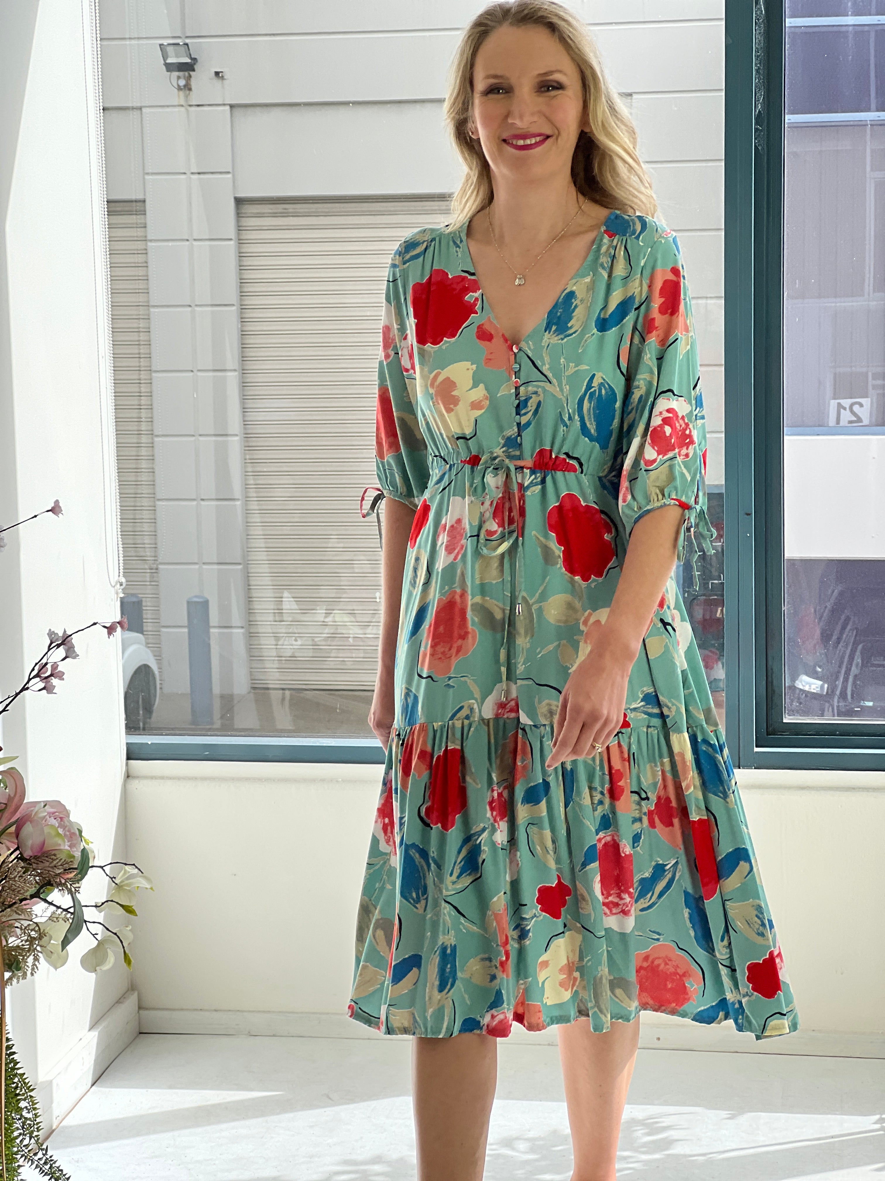 Dawn Aqua Floral Dress – Dressxox