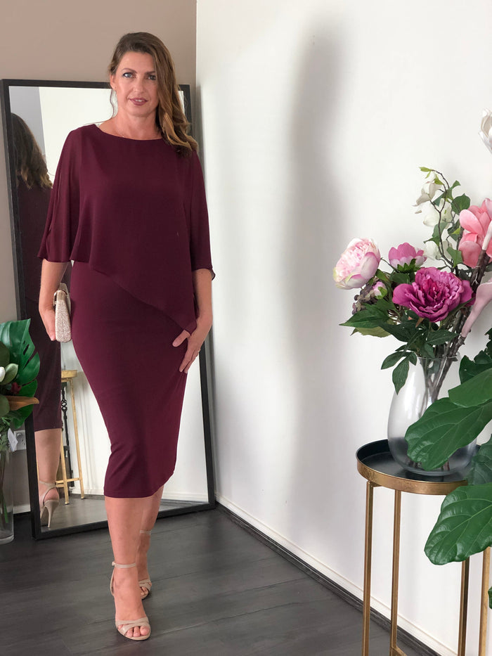 Four Girlz DRESSES Aisha Burgundy Evening Dress