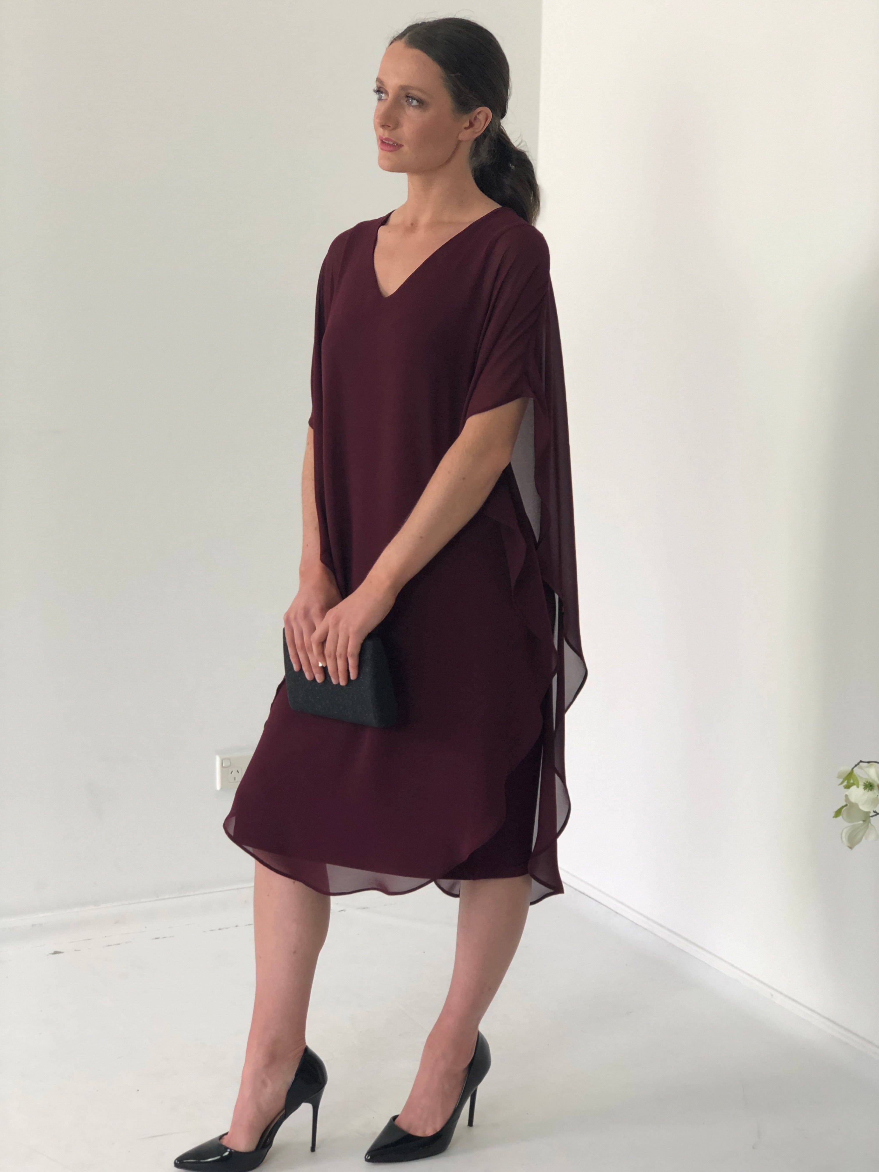 Helena Wine Evening Dress Dressxox