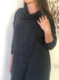 Four Girlz DRESSES Whitney Charcoal Knit Dress