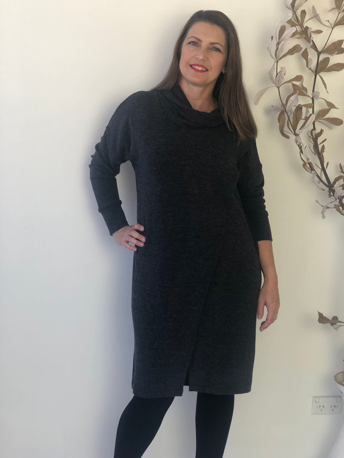 Four Girlz DRESSES Whitney Charcoal Knit Dress