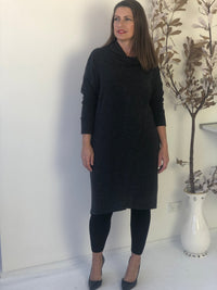 Four Girlz DRESSES Whitney Charcoal Knit Dress