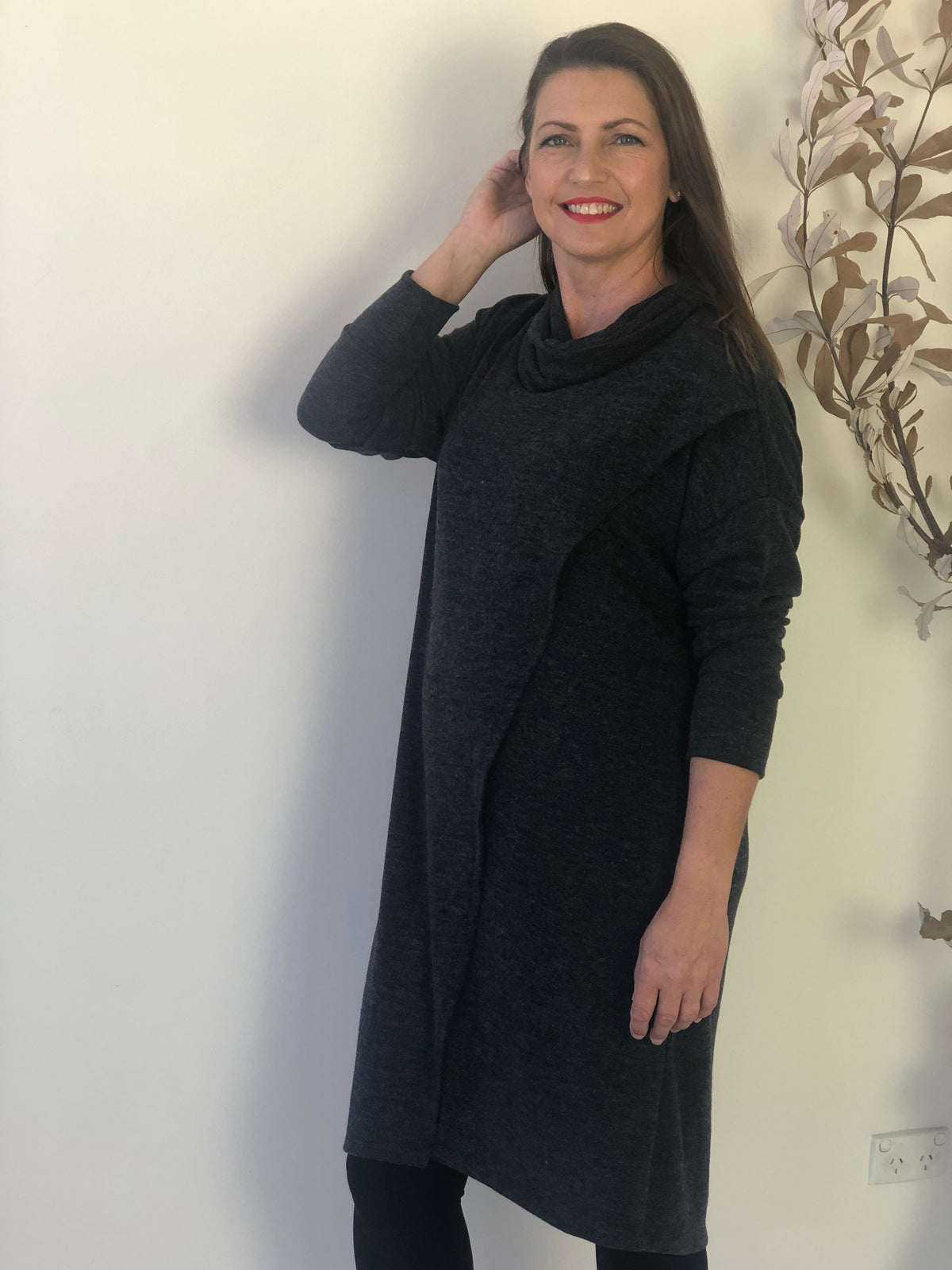 Four Girlz DRESSES Whitney Charcoal Knit Dress