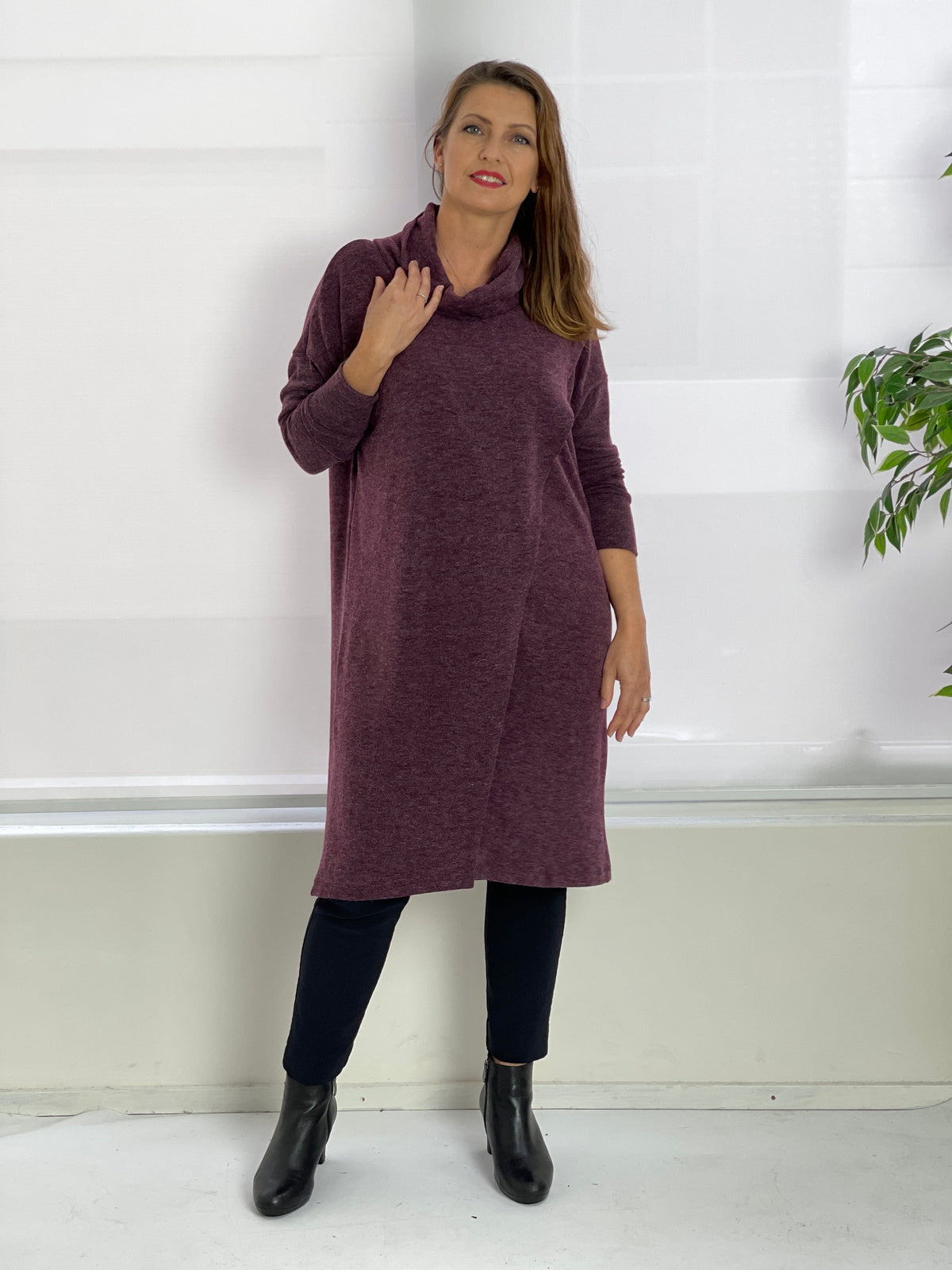 Four Girlz DRESSES Whitney Maroon Knit Dress