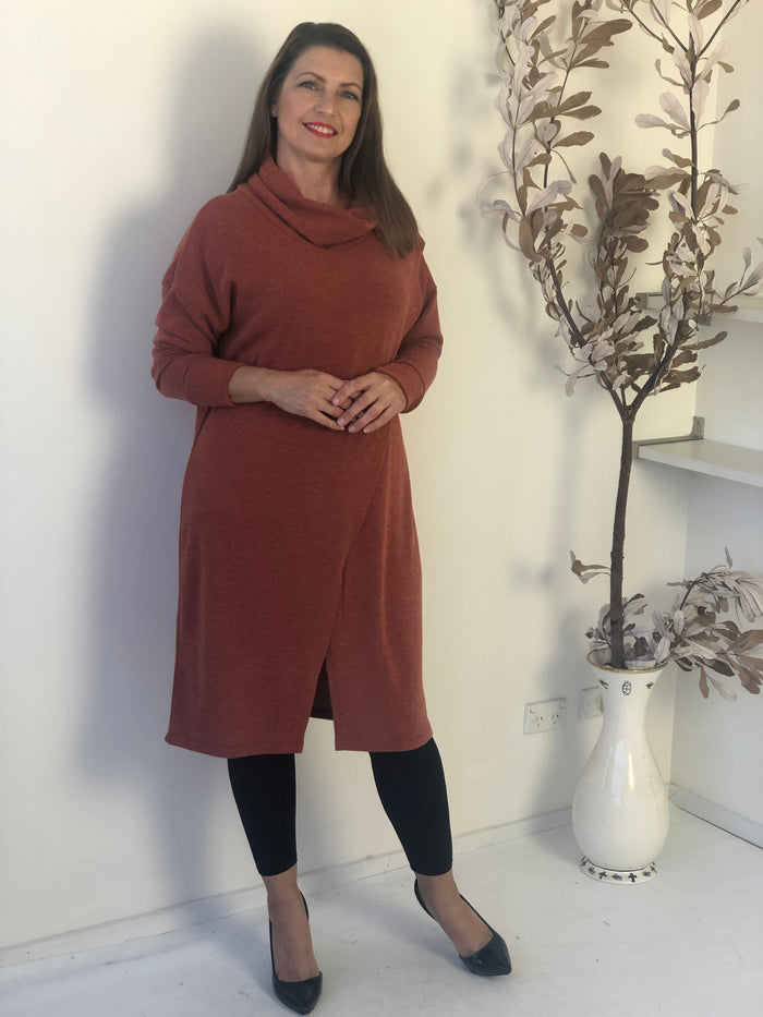 Four Girlz DRESSES Whitney Rust Knit Dress