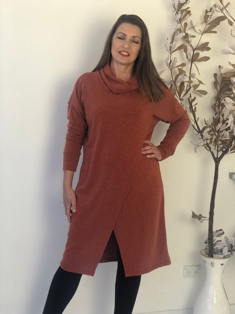 Four Girlz DRESSES Whitney Rust Knit Dress