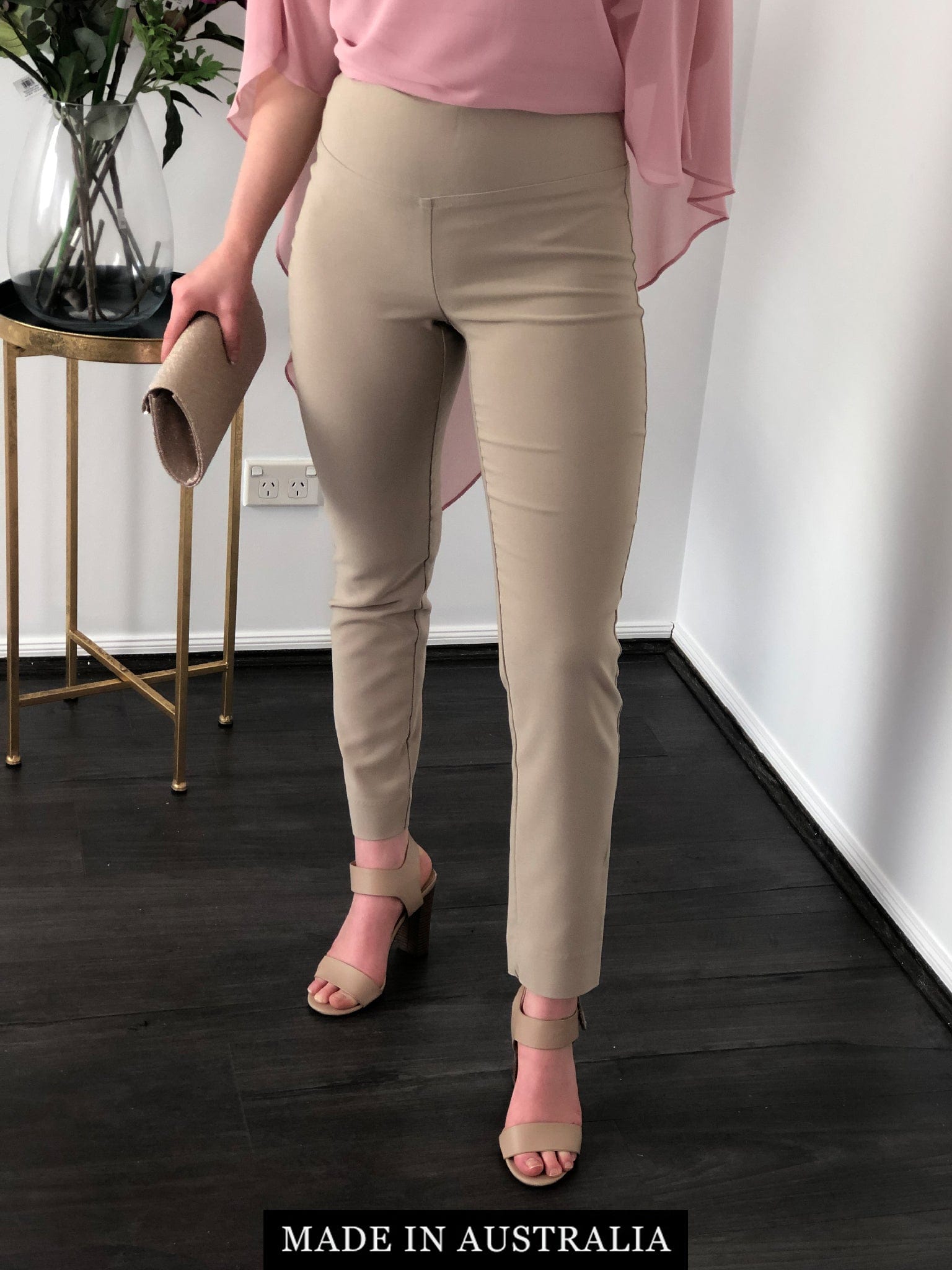 Kylie Beige Stretch Pants