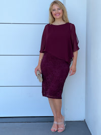 Geraldine Burgundy Lace Dress