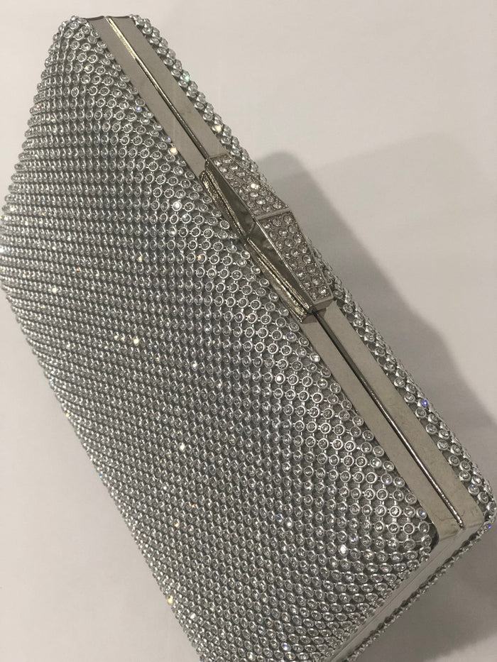 Hand Picked By Dressxox Accessories One Size Diamante Silver Evening Clutch
