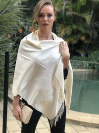 Hand Picked By Dressxox Accessories Ivory Trent Fringe Shawl