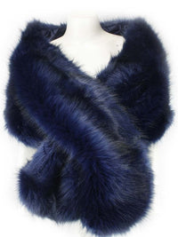 Hand Picked By Dressxox Accessories Xissi Navy Faux Mink Fur Shawl