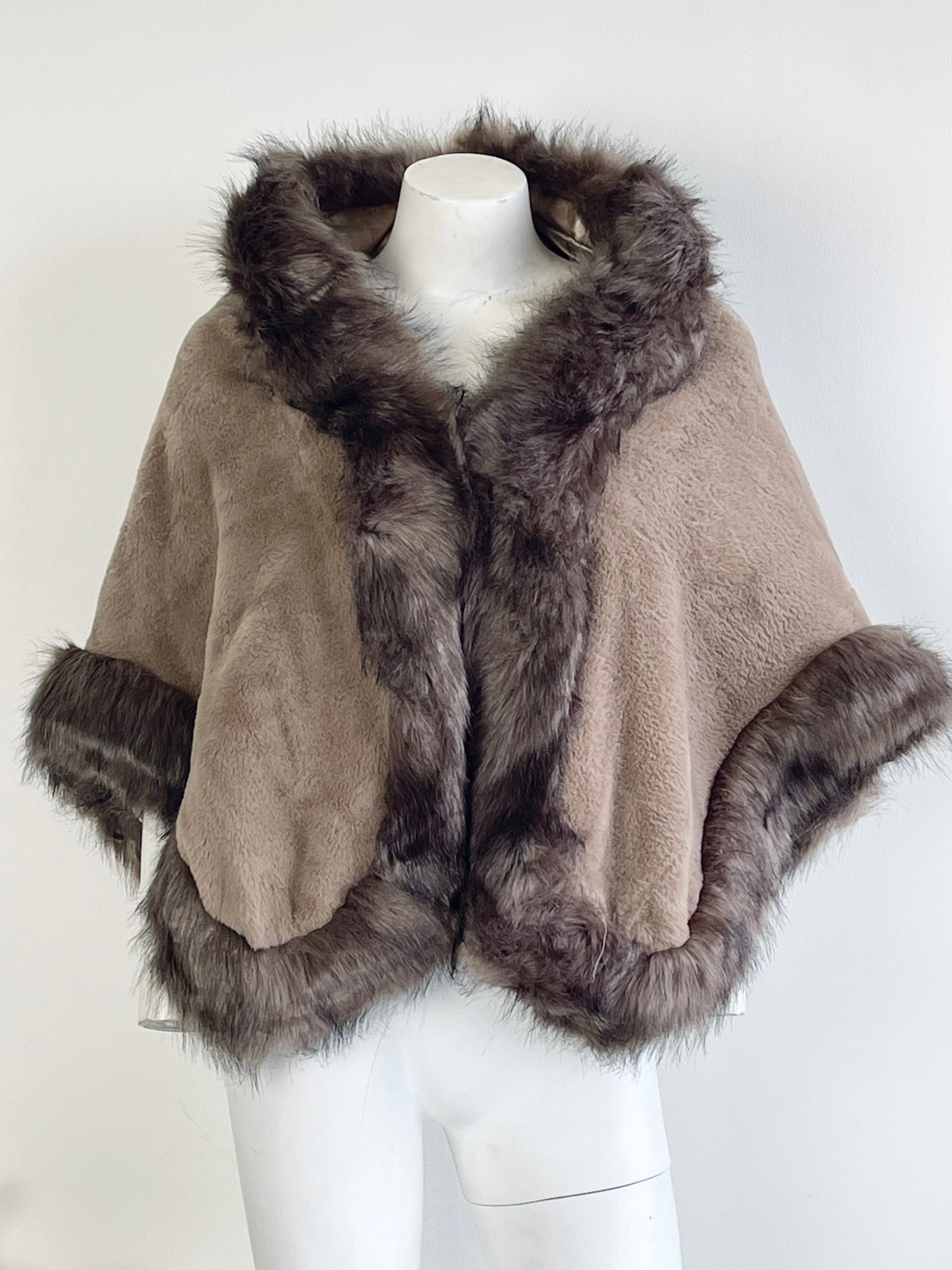 Grey on sale fur shawl