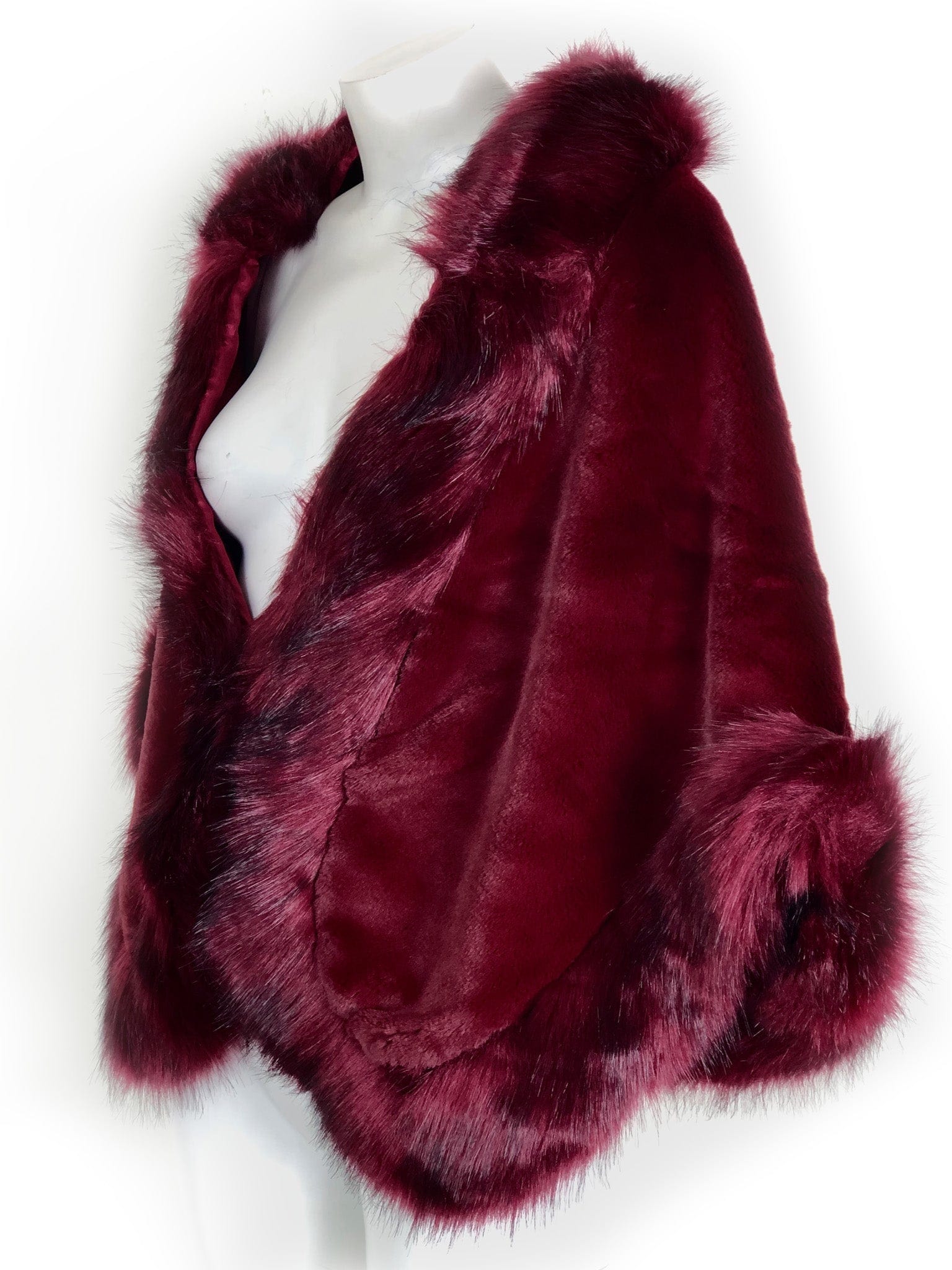 Zabel Wine Faux Fur Shawl Dressxox