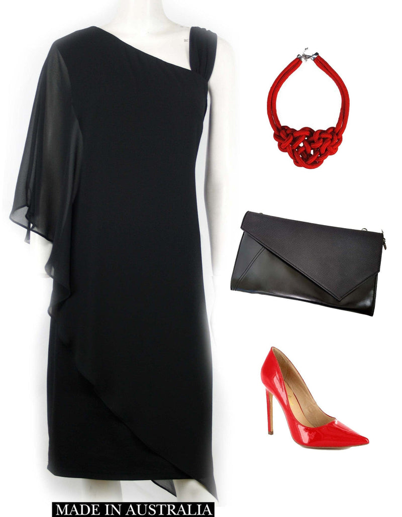 Hand Picked By Dressxox DRESSES Wangari Black Asymmetric Elegant Dress
