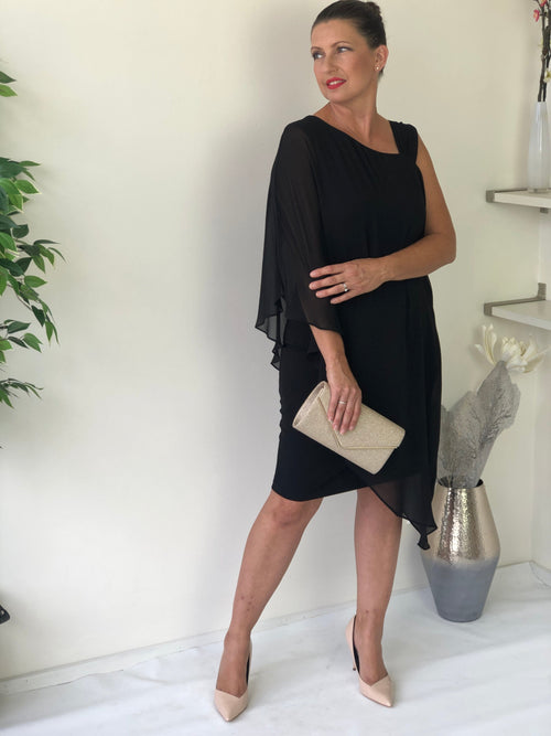 Wangari Black Asymmetric Elegant Dress – Dressxox