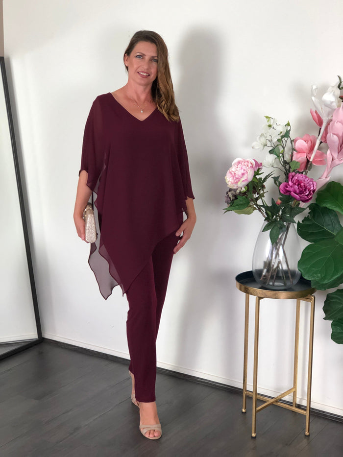 Hand Picked By Dressxox Separates Juno Burgundy Jersey Pants