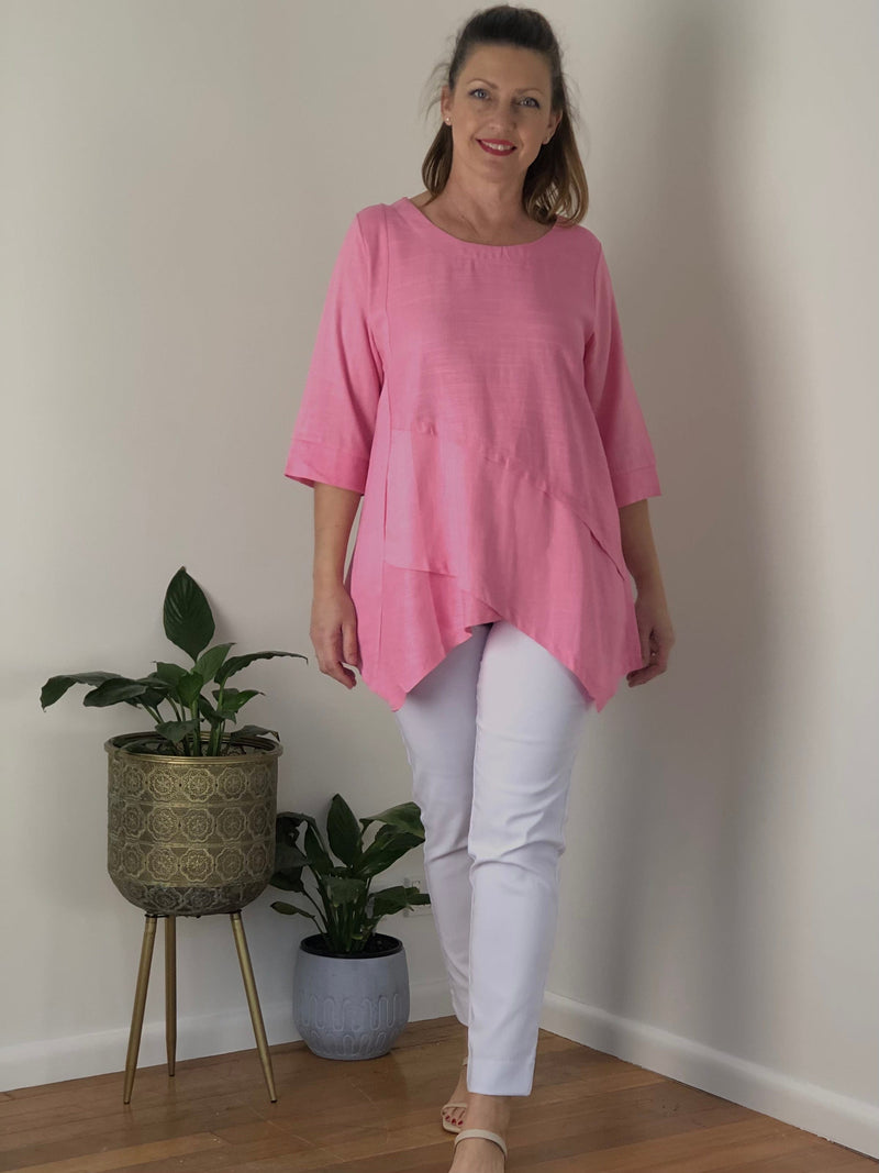 Hand Picked By Dressxox Separates Karla Pink Linen Top