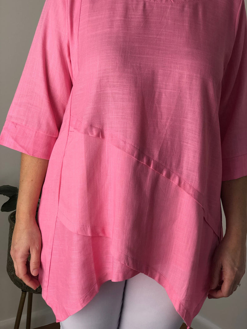 Hand Picked By Dressxox Separates Karla Pink Linen Top