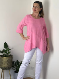 Hand Picked By Dressxox Separates 10 Karla Pink Linen Top