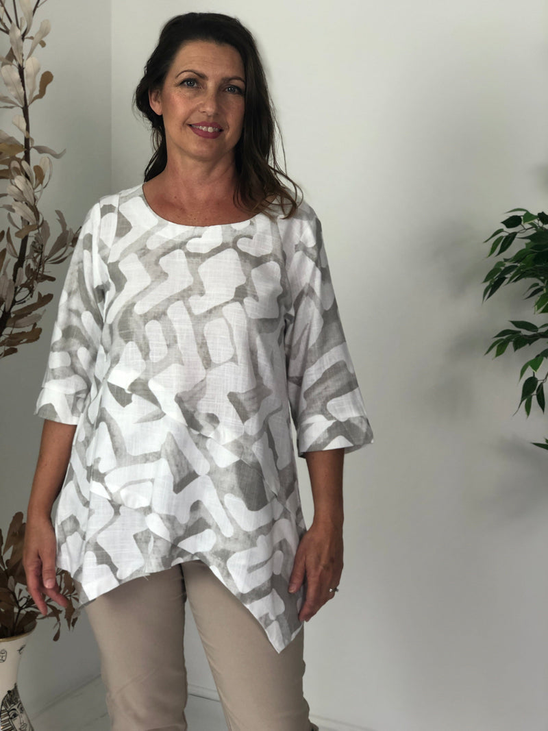 Hand Picked By Dressxox Separates Karla Taupe Linen Top